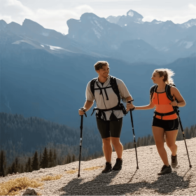 1PC Vibrant Gold 5-Section Folding Hiking Pole, Lightweight Adjustable Trekking Stick for Men & Women