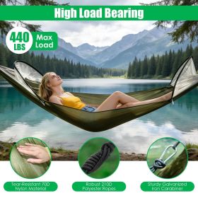 3-in-1 Camping Hammock with Automatic Pop-Up Mosquito Net, Lightweight 70D Nylon Portable Hammock Supports 440lbs