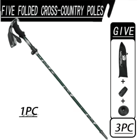 5-Section Collapsible Green Trekking Poles, Adjustable Length Hiking Walking Sticks with Carry Bag & Accessories