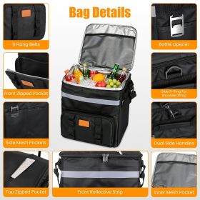 Portable Rolling Insulated Cooler Bag 35L Large Capacity Adjustable Strap Wheeled Thermal Bag with Multiple Storage Pockets for Hiking Fishing Pi