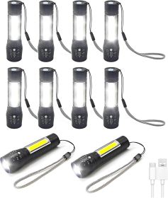 10 Pack LED Rechargeable Flashlight, Super Bright Small Mini Camping Flashlights Zoomable Beam