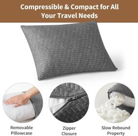 Small Shredded Memory Foam Pillow, Camping Pillow Travel Pillow - Compressible Medium Firm, Breathable Cover, Ideal Backpacking Hiking