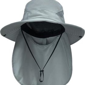 Sun Hats for Men Women with Neck Flap UPF 50+ UV Protection Wide Brim Bucket Hat Safari Hiking Fishing Hats (Color: Grey  neck Flap  Neck Flap)